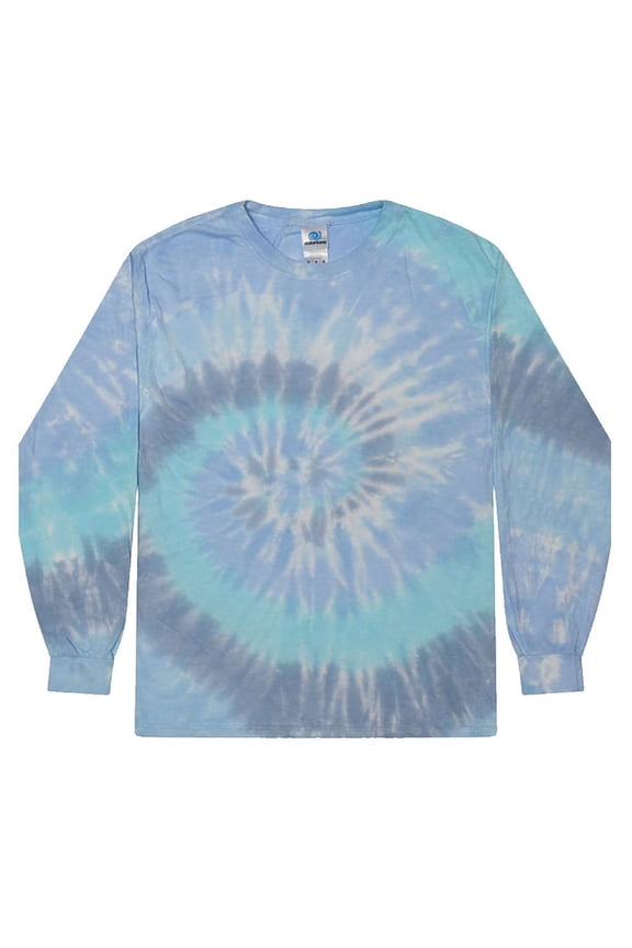 Mens Tie-Dyed Long Sleeve T-Shirt, S, Lagoon-0
