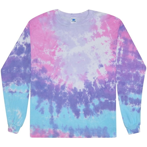 Colortone Mens Tie-Dyed Long Sleeve T-Shirt, XL, Cotton Candy-0