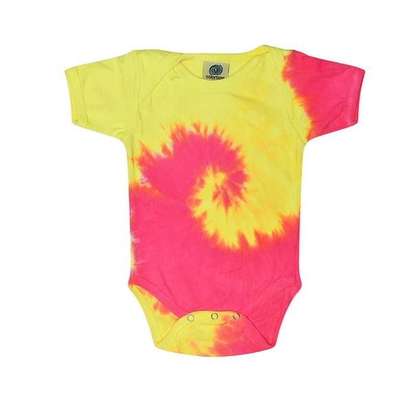 Colortone Tie-Dye Baby Bodysuit, Infant Creeper Multi-Color Unisex 6M to 24M