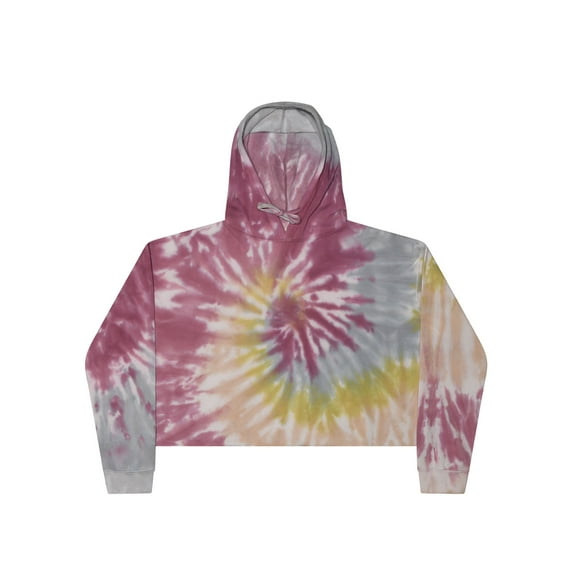 Colortone Tie-Dye Multicolor Crop Top Pullover Hoodie Unisex Women Size XS to L