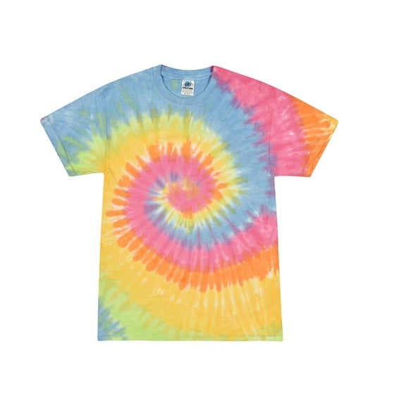 Colortone Tie Dye T-Shirts Rainbow Adult Sizes, Men 100% Cotton