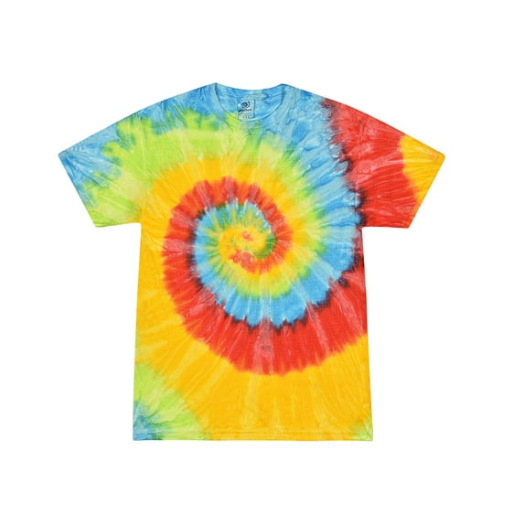 Colortone Tie Dye T-Shirts Rainbow Junior Sizes, Unisex 100% Cotton