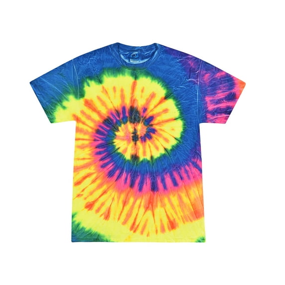 Colortone Tie Dye T-Shirts Rainbow Junior Sizes, Unisex 100% Cotton