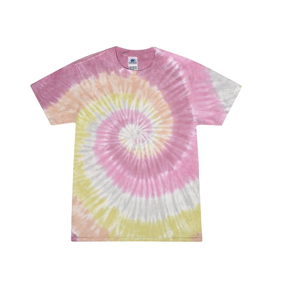 Colortone Tie Dye T-Shirts Rainbow Junior Sizes, Unisex 100% Cotton