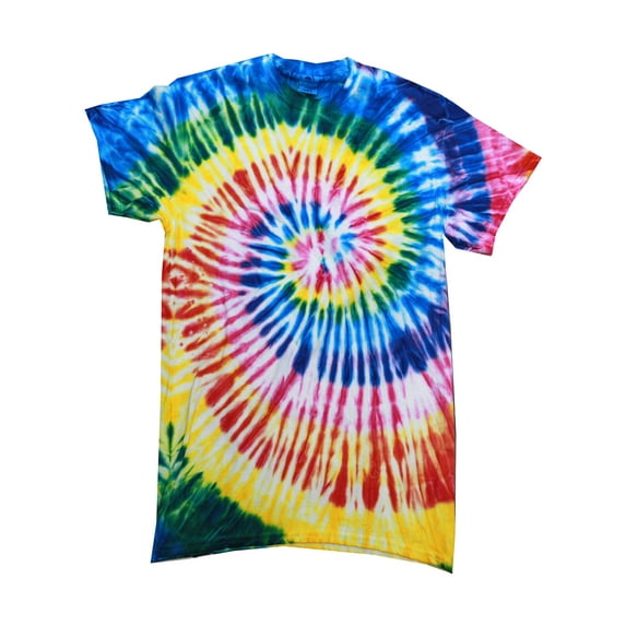 Colortone Tie Dye T-Shirts Rainbow Junior Sizes, Unisex 100% Cotton