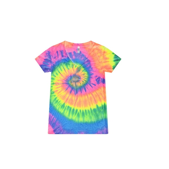 Colortone, Tie-Dye V-Neck T-Shirts, Multiple Colors, Cotton 60%, Poly 40%, Men, Women, Adult Regular Sizes XS to 3XL