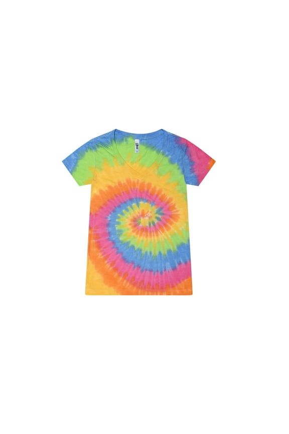 , Tie-Dye V-Neck T-Shirts, Multiple Colors, Cotton 60%, Poly 40%, Men, Women, Adult Regular Sizes XS to 3XL