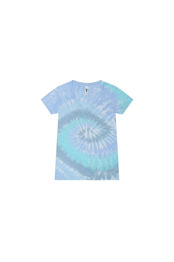 , Tie-Dye V-Neck T-Shirts, Multiple Colors, Cotton 60%, Poly 40%, Men, Women, Adult Regular Sizes XS to 3XL
