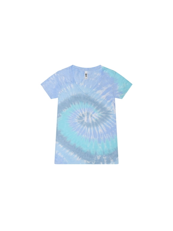 , Tie-Dye V-Neck T-Shirts, Multiple Colors, Cotton 60%, Poly 40%, Men, Women, Adult Regular Sizes XS to 3XL