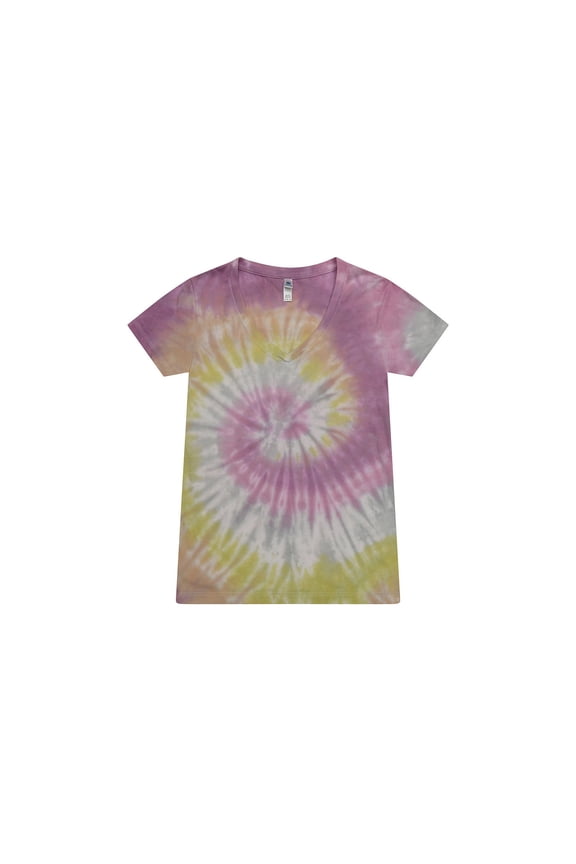 , Tie-Dye V-Neck T-Shirts, Multiple Colors, Cotton 60%, Poly 40%, Men, Women, Adult Regular Sizes XS to 3XL