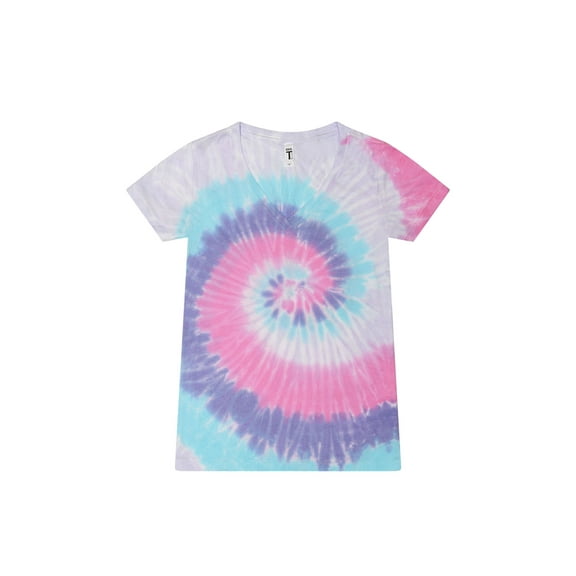 Colortone, Tie-Dye V-Neck T-Shirts, Multiple Colors, Cotton 60%, Poly 40%, Men, Women, Adult Regular Sizes XS to 3XL