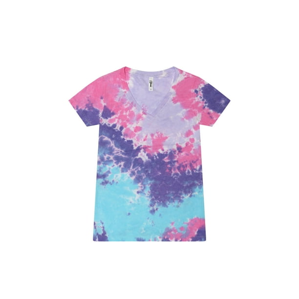 Colortone, Tie-Dye V-Neck T-Shirts, Multiple Colors, Cotton