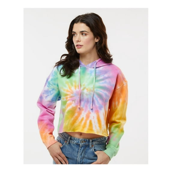 Colortone Tie-Dyed Crop Hooded Sweatshirt