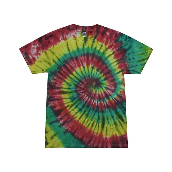 Colortone Vintage Wash Tie Dye T-Shirt for Women and Men, Rasta, X-Large