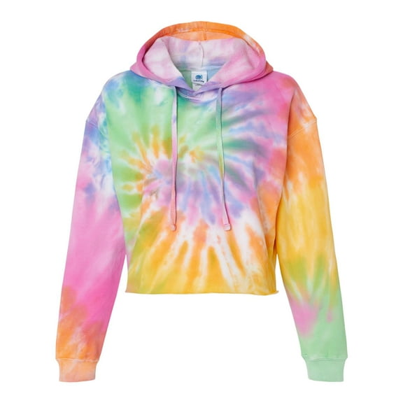 Colortone Women�'s Tie-Dyed Crop Hooded Sweatshirt