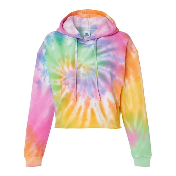 Colortone Women�'s Tie-Dyed Crop Hooded Sweatshirt