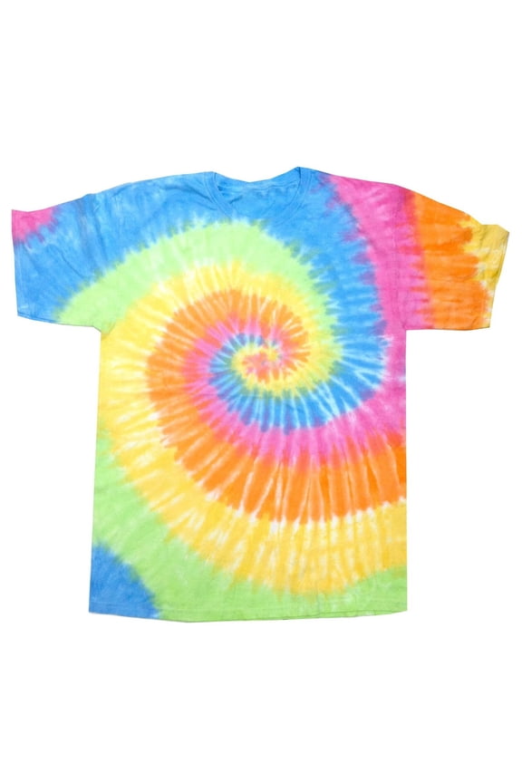 Womens Rainbow Tie-Dye Short Sleeve Heavyweight T-Shirt