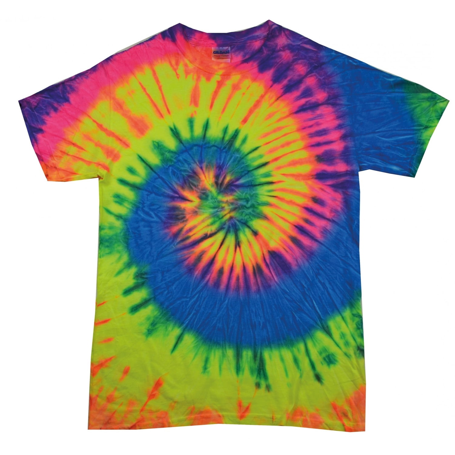 Women's Rainbow Tie-Dye Heavyweight T-Shirt - Short Sleeve Hand-Dyed Tee, Pre-Shrunk Cotton