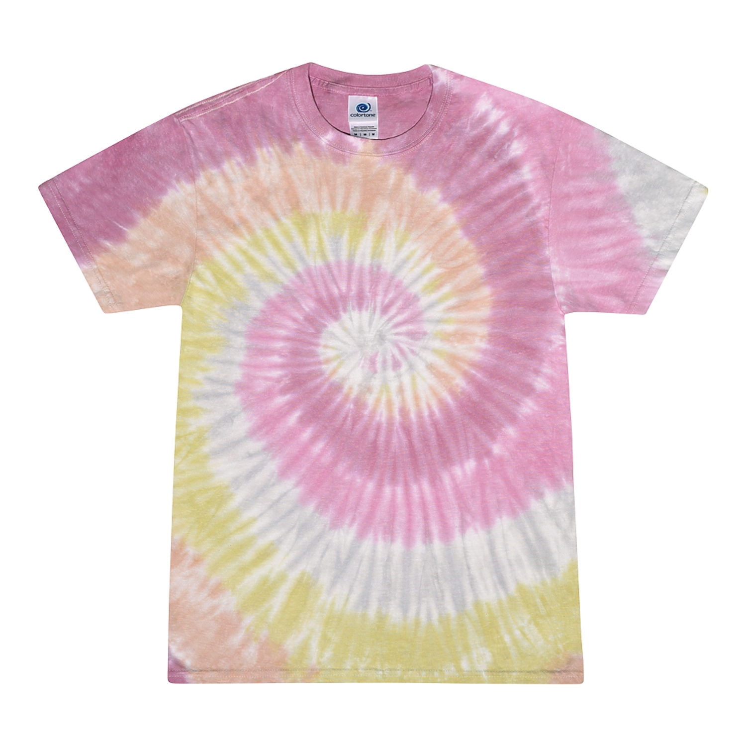 Colortone Women's Rainbow Tie-Dye T-Shirt - Heavyweight Short Sleeve Tee (Desert Rose, 2XL)