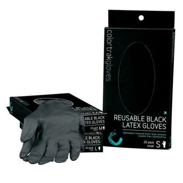 Colortrak Black Reusable Latex Gloves Size Small (Pack of