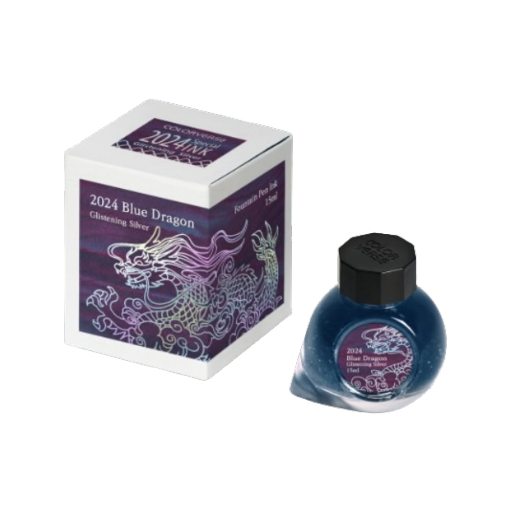 Colorverse 2024 Special Ink - Blue Dragon Glistening Silver (15ml) Fountain Pen Ink