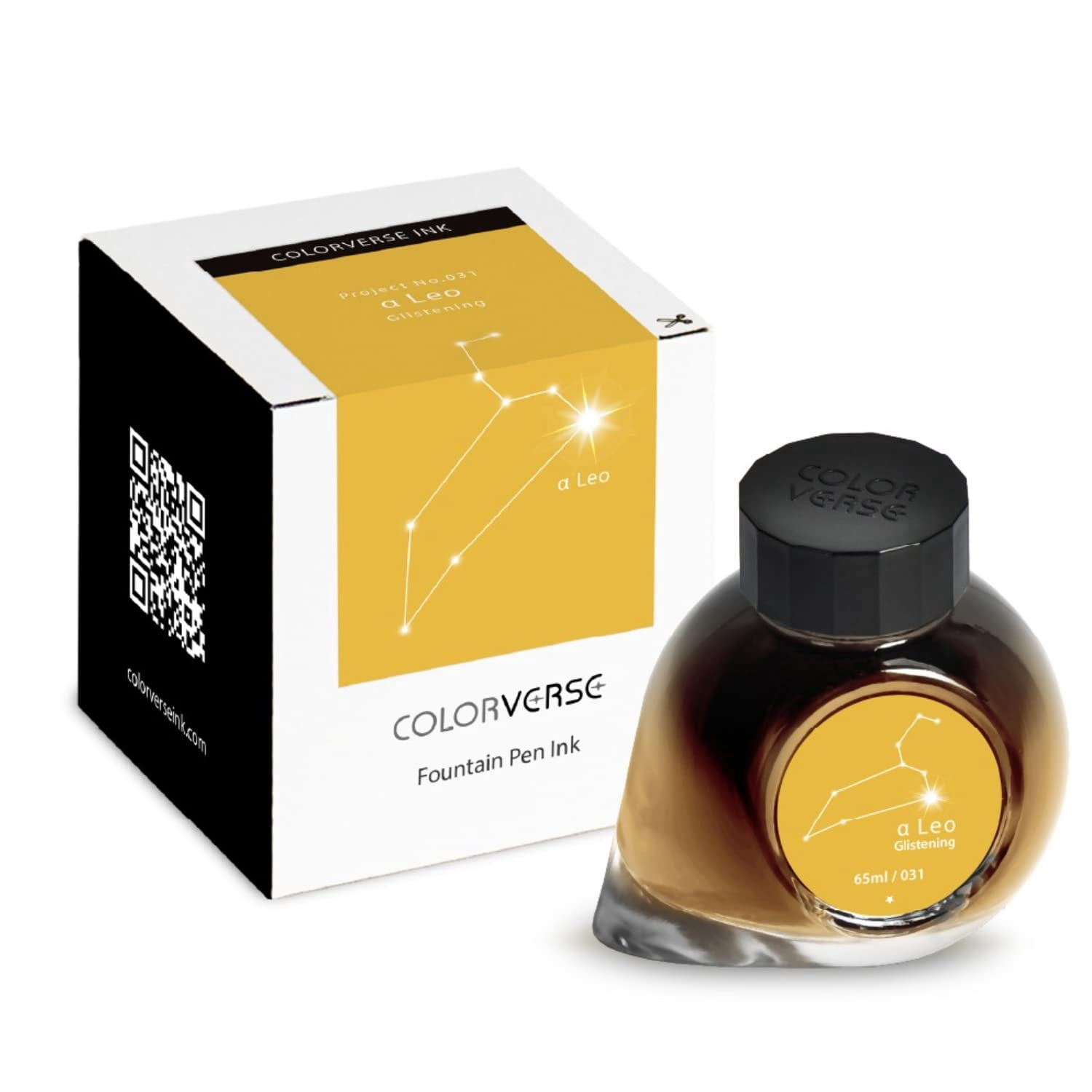 Colorverse Fountain Pen Ink | Yellow | α Leo Glistening | 65ml | Dye-Based Ink | Project Series