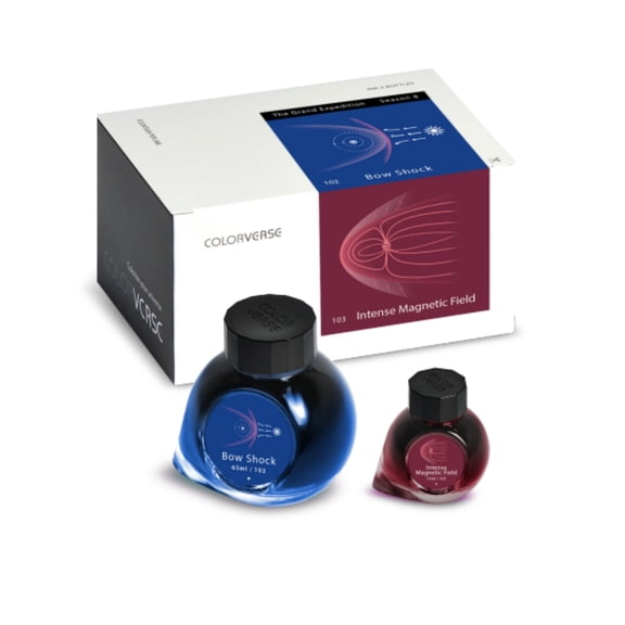 Colorverse Ink - Season 8 - The Grand Expedition - No.102 Bow Shock (65ml) and No.103 Intense Magnetic Field (15ml) Fountain Pen Ink