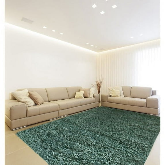 Colorville Collection Teal High-Pile Soft Shag Area Rug, 6 feet 7 inches by 8 feet 10 inches (6'7"x 8'10")