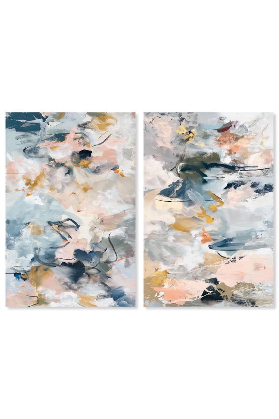 Colorwave Abstract Duo Canvas Print Boho Abstract Art Set by Art Remedy, Gallery Wrapped, 10 x 15