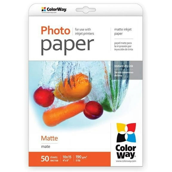 Colorway PM1900504R Matte Photo Paper, 10 x 15 inch - 50 Sheets