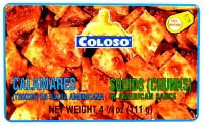 Coloso Calamar in Marinara Sauce, 15 oz Can, Canned Seafood