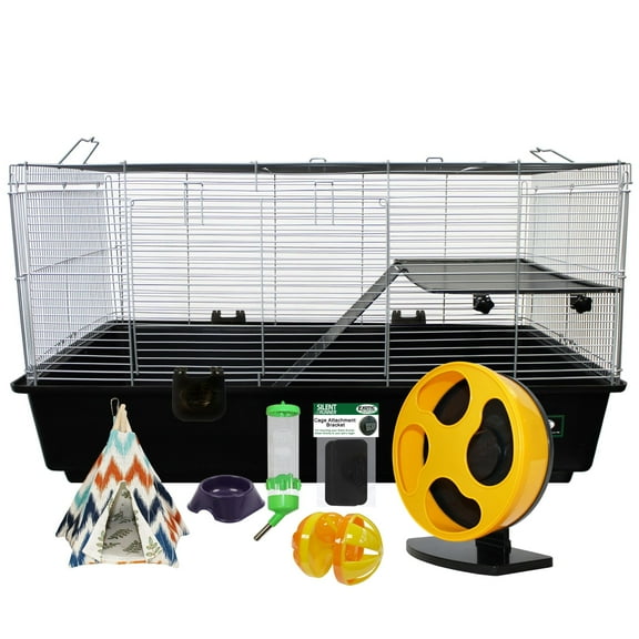 Colossal Castle Hamster Cage Set - New Hamster Supply Starter Package Kit - Includes Cage, Exercise Wheel, Food Dish, Water Bottle, Accessories