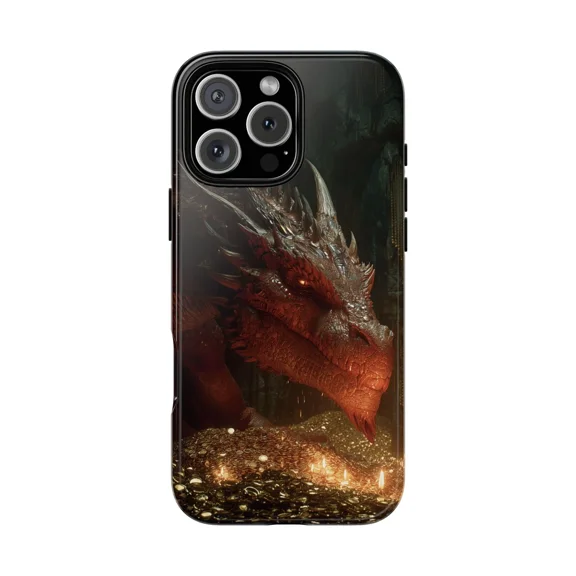 Colossal Dragon Gold Treasure Art Phone Case for iPhone 17 to 11 Pro Max