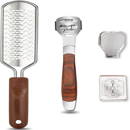 Colossal Foot Rasp & Wood Handle Callus Shaver 10 Replacement & 1 File Foot Heads, Pedicure Foot File Kit, Heel Scraper for Feet, Foot File Callus Remover