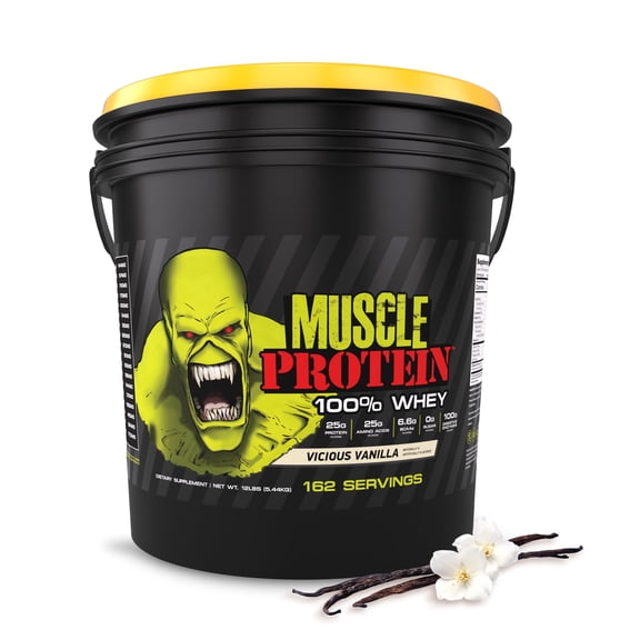 Goliath Labs Whey Protein Powder [12 lbs Bucket] Protein Powder Vanilla Flavor for Lean Muscle Gain & Workout | 25g Protein, 25g Amino Acids, 6.6g BCAAs Per Serving | Diet & Sports Nutrition