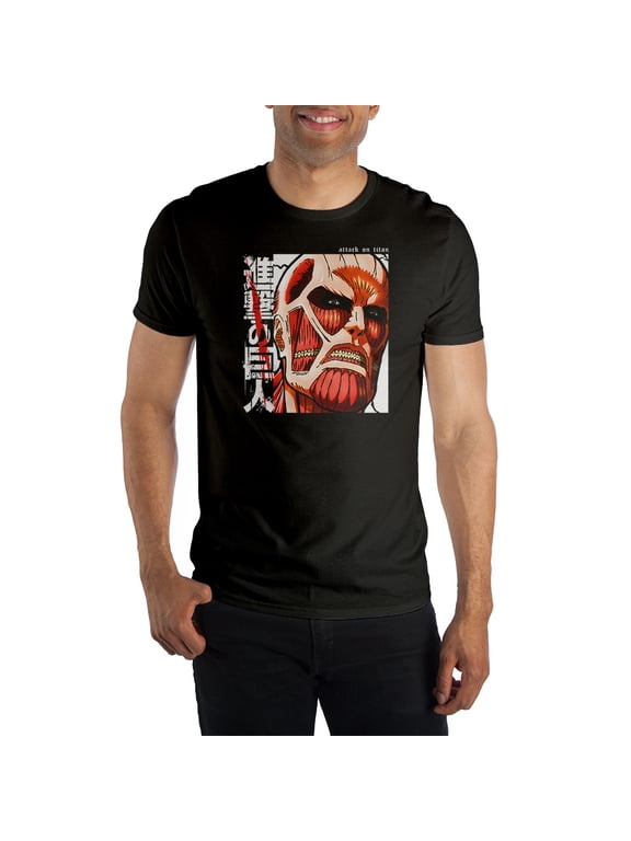 Colossal Titan Attack on Titan Anime Cartoon Character Black Graphic Tee - L