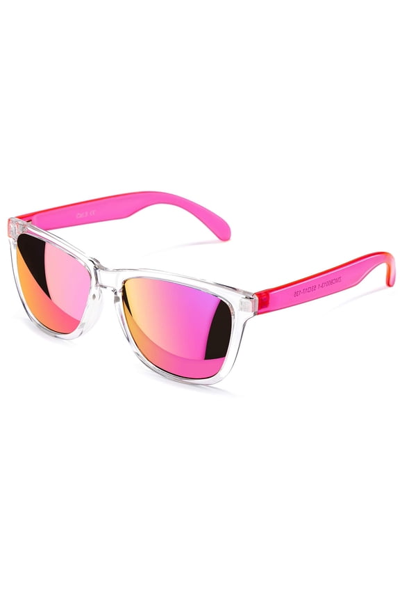 UV400 Mirrored Lens Women's Outdoor Sunglasses, Pink