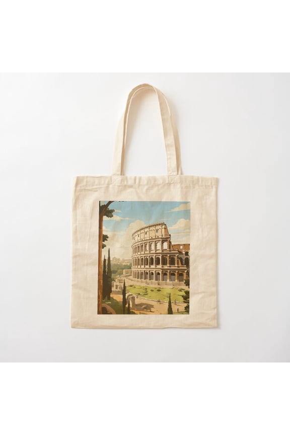Colosseum In Rome Italy Travel Poster Canvas Tote Bags, Reusable Shopping Bag
