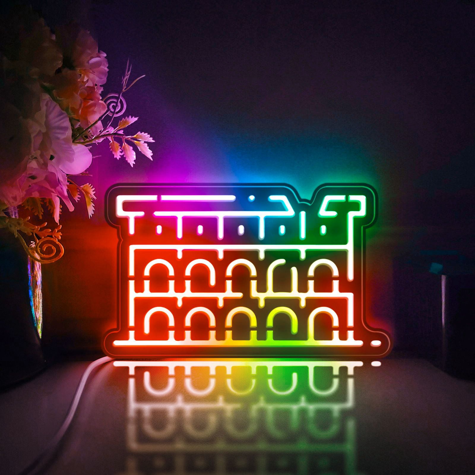 Neon Sign Led Box Colosseum Led Light Box, Dimmable Neon-Like Light Signs USB Power for ...