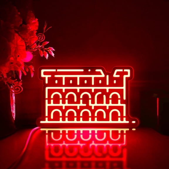 Colosseum Led Light Box, Dimmable Neon-Like Light Signs USB Power for Wall Decor Bedroom Decoration, RGB Light (WxH) 16"x9"