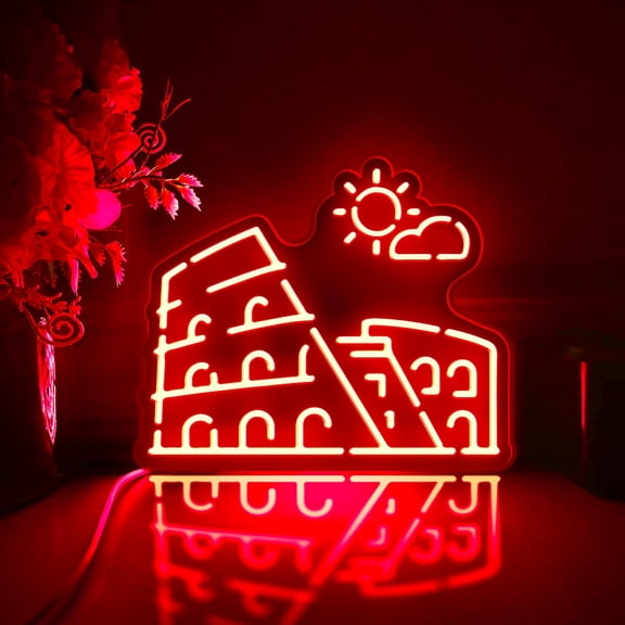 Colosseum Led Light Box, Dimmable Neon-Like Light Signs USB Power for Wall Decor Bedroom Decoration, RGB Light (WxH) 8"x6"