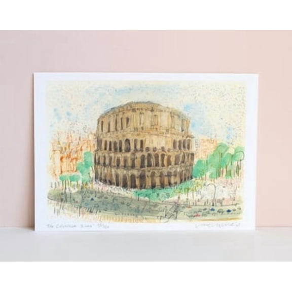 Colosseum Rome Art Italy Watercolour Signed Limited Edition Architecture Italy Rome Painting The Colosseum Italian Landmark Drawing Print Poster , Poster Print Only