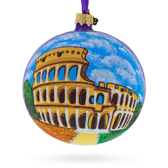 Colosseum, Rome, Italy Glass Ball Christmas Ornament 4 Inches