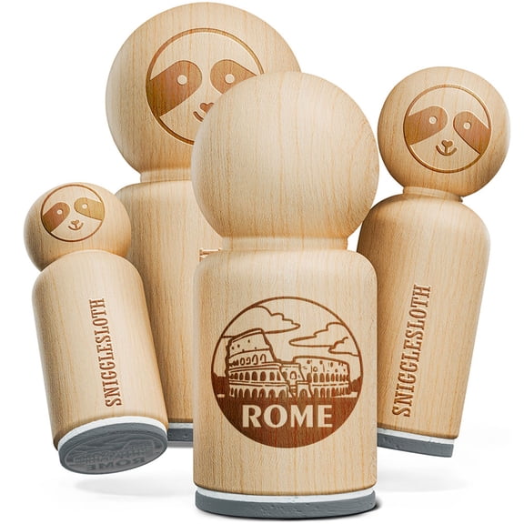 Colosseum Rome Italy Landmark Destination Circle Rubber Stamp for Stamping Crafting Planners - 3/4 Inch Small