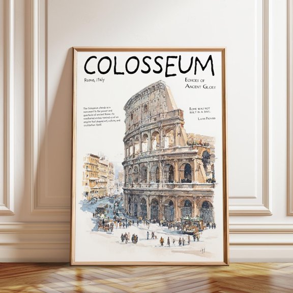 Colosseum Rome Italy Landmark Wall Art Print, Unframed Paper Poster 8x10in