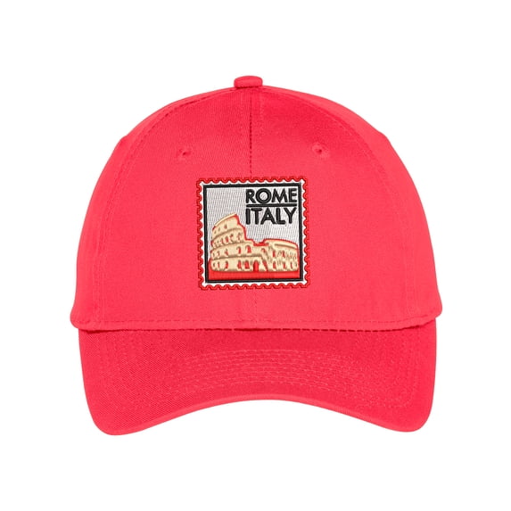 Colosseum Rome Italy Travel Landmark Low Profile Cotton Adjustable Baseball Cap Dad Hat for Men Women Embroidered Design - Pink