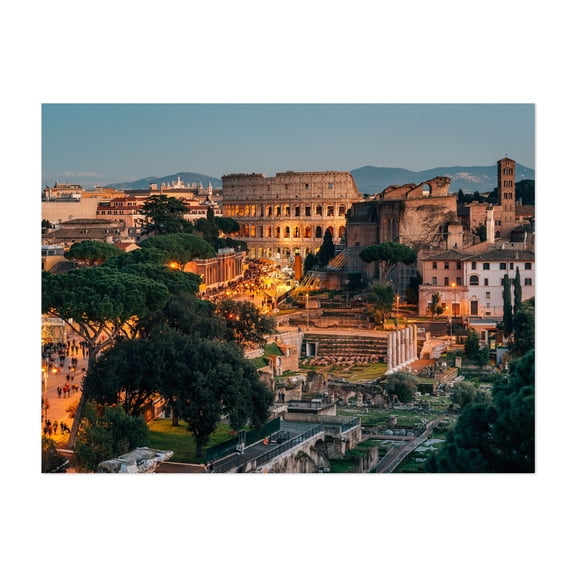 Colosseum & Ruins - Rome Lazio Italy Photography City Architecture Travel Poster Scenic Nightlife Landscape Unframed Wall Art Print 4 x 6 inches