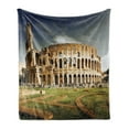 thumbnail image 1 of the Colosseum Soft Flannel Fleece Throw Blanket, Famous Historic Italian Monument Landmark Ruins Province, Cozy Plush for Indoor and Outdoor Use, 60" x 80", Pale Coffee Dark Blue, by Ambesonne, 1 of 6