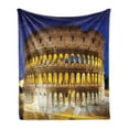 thumbnail image 1 of the Colosseum Soft Flannel Fleece Throw Blanket, Historic Imperial Roman Architecture European Culture, Cozy Plush for Indoor and Outdoor Use, 60" x 80", Royal Blue Yellow Brown, by Ambesonne, 1 of 5