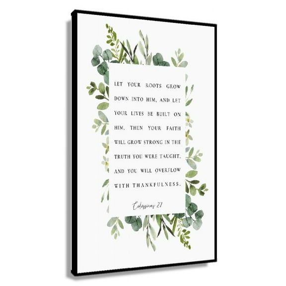 Colossians 2 7 Let Your Roots Grow in Him Bible Verse Wall Art Botanical Scripture Print Christian Baptism Gift Poster Decoration Living Room